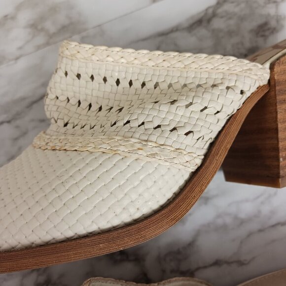 SAM EDELMAN Lillianna Slip-On Leather Heel Mules Ivory Pointed Toe women's sz.8 - Picture 10 of 11